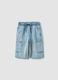 Boys' light blue baggy denim shorts in cotton blend, regular fit_0