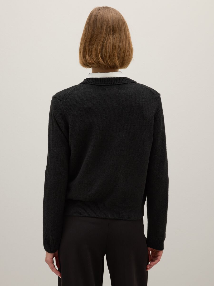 Black Regular Fit Cardigan with Buttons_2