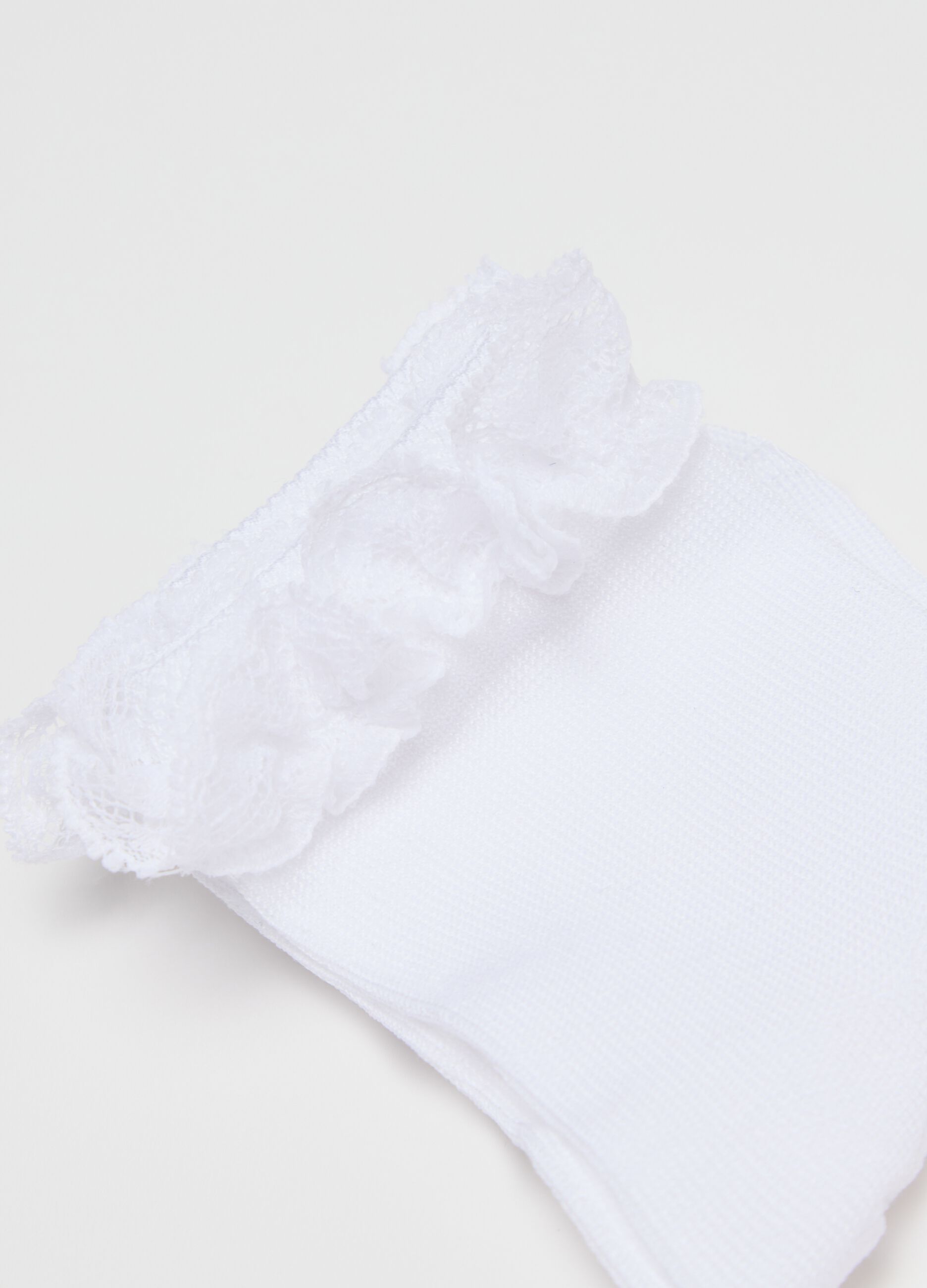 Two-pair pack short white socks with lace