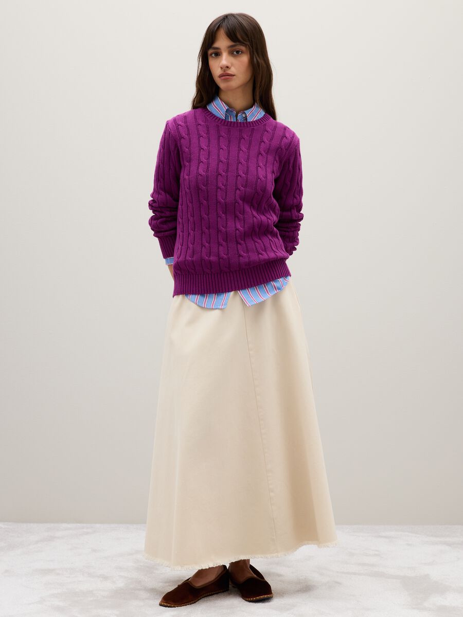 Maglione in puro cotone viola regular fit_1