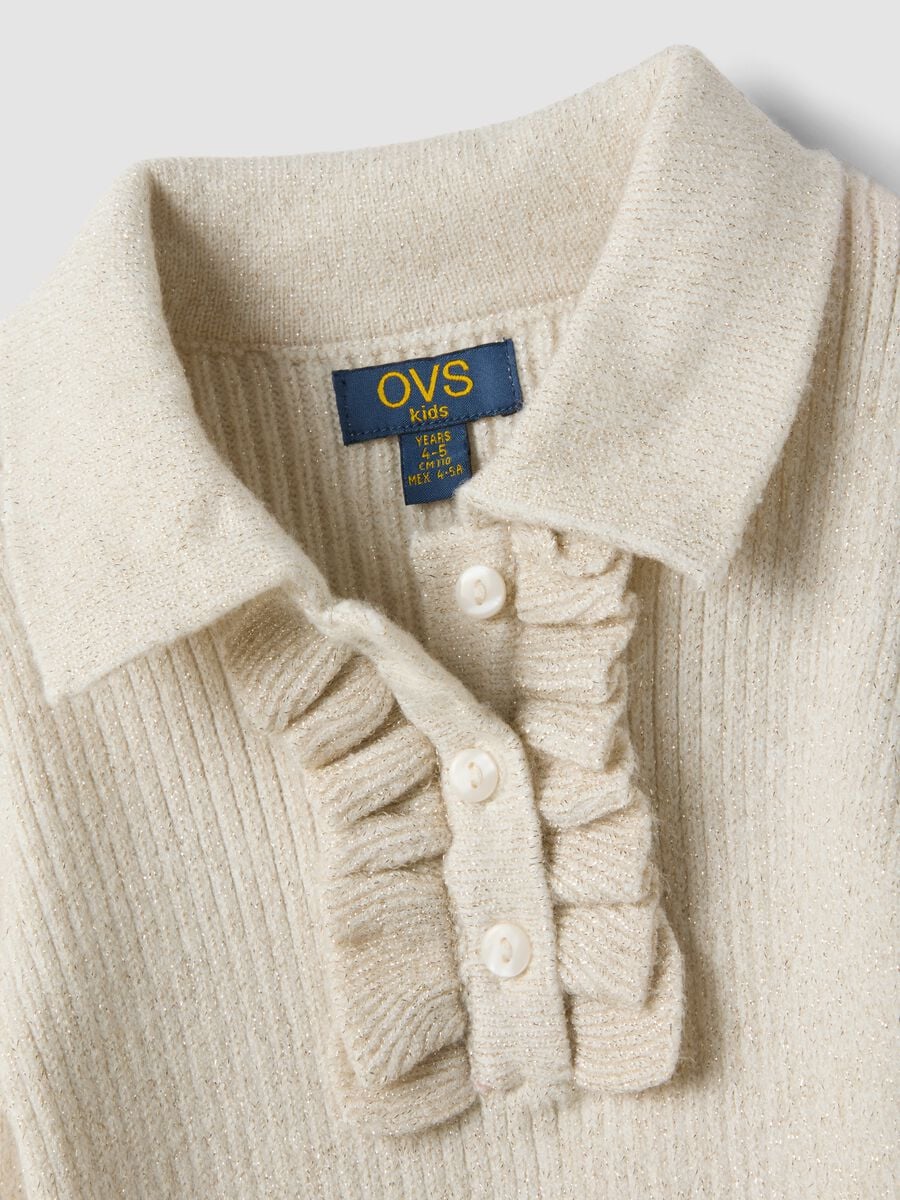Maglia bianca in misto viscosa a costine per bambina_3