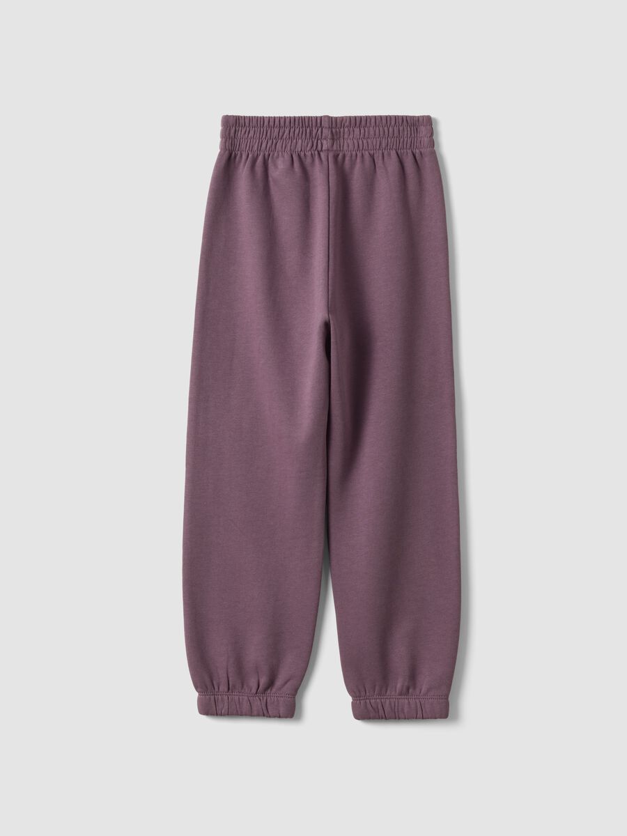 Purple regular-fit pure cotton fleece jogger trousers_1