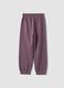 Purple regular-fit pure cotton fleece jogger trousers_1