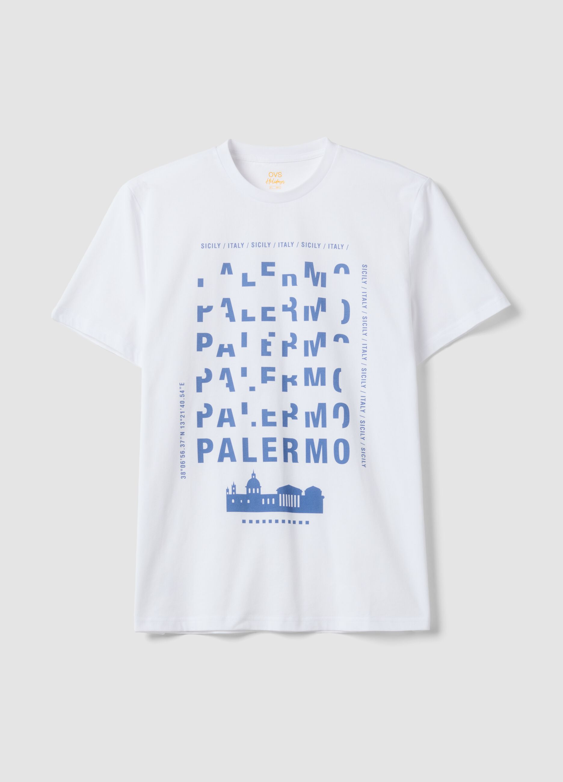 White pure cotton graphic T-shirt, regular fit
