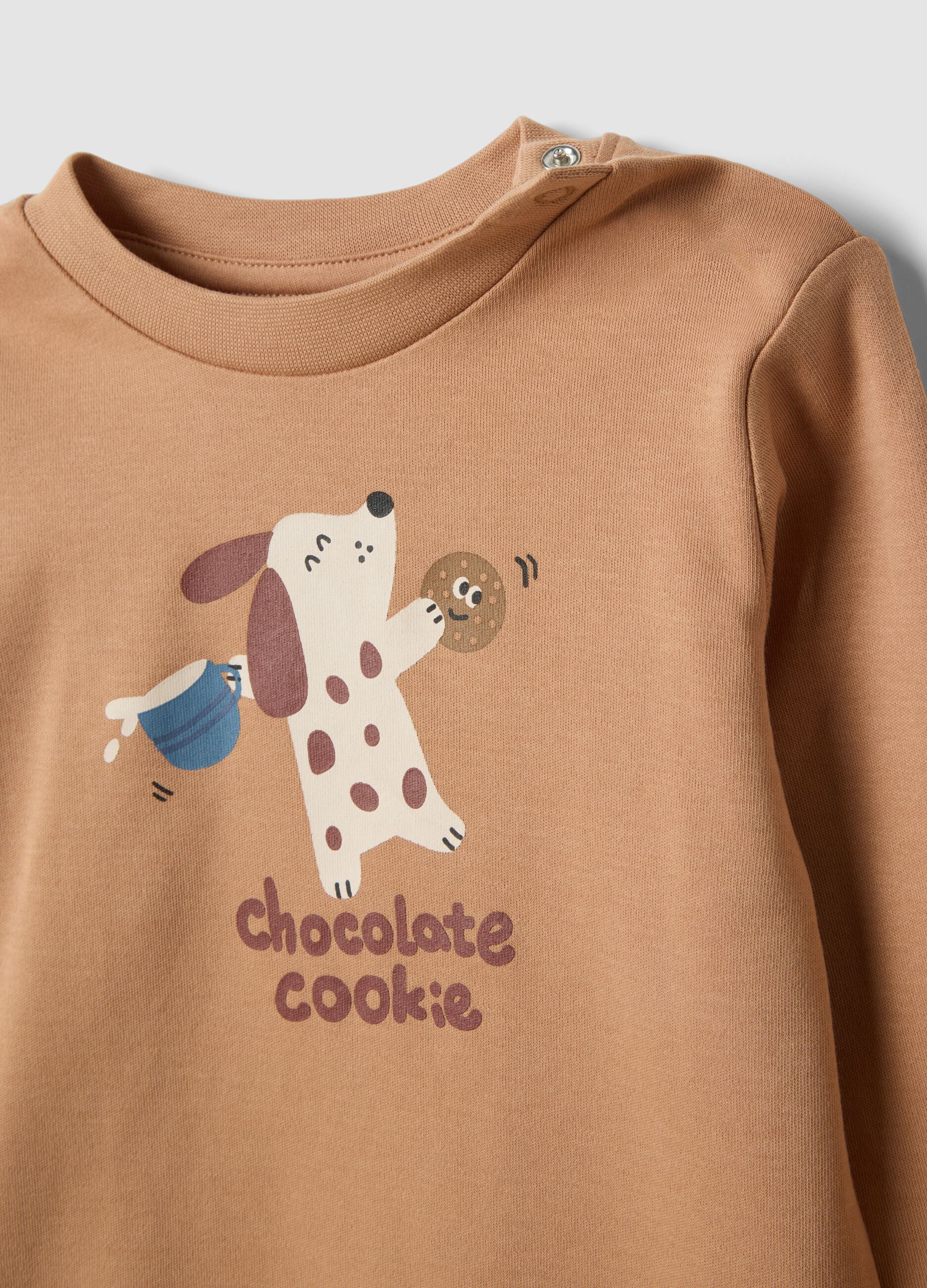 Brown pure organic cotton baby pyjamas with puppy print