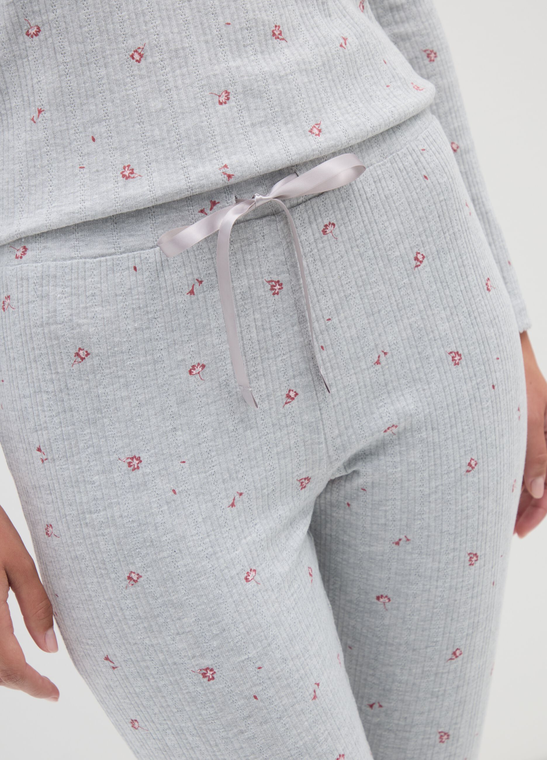 Grey Cotton Blend Pyjama Trousers