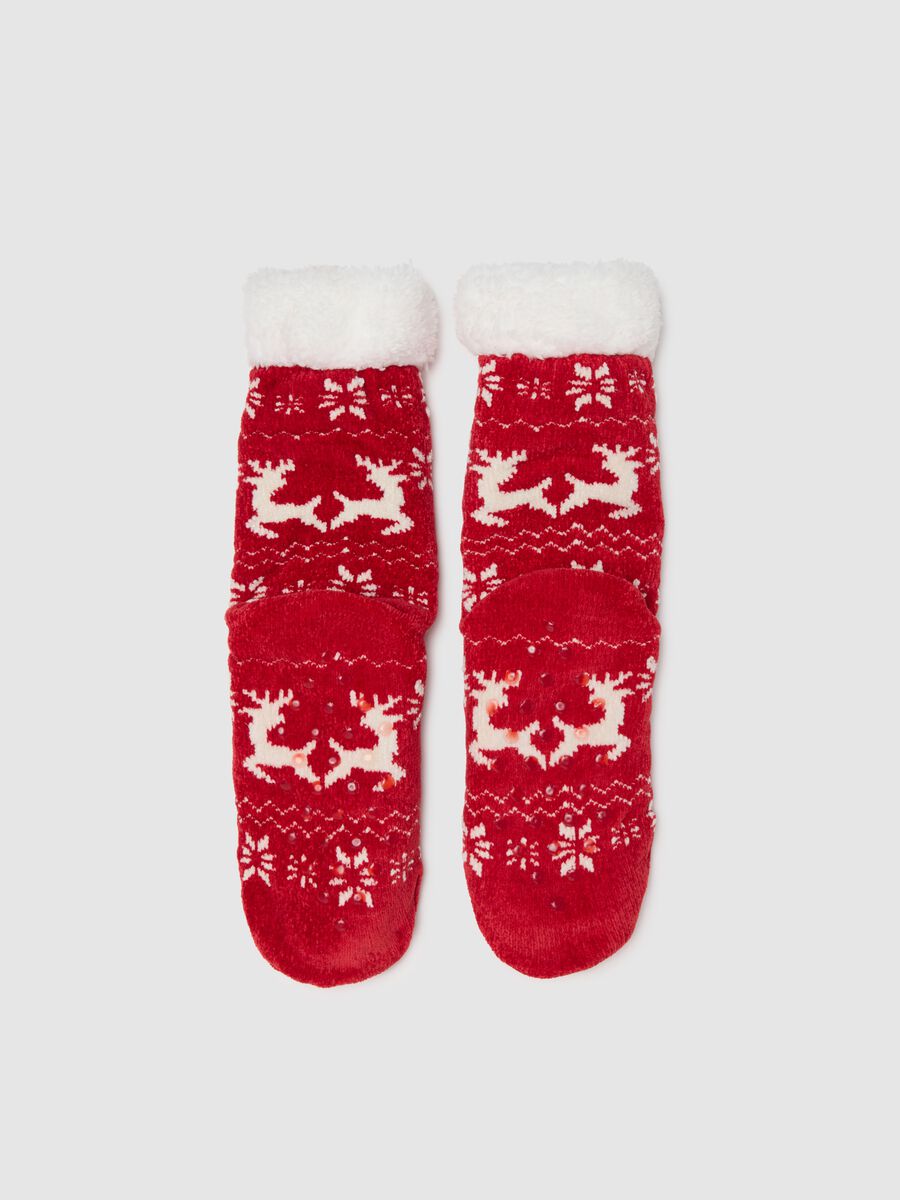 Multicolour Christmas socks with reindeer_1