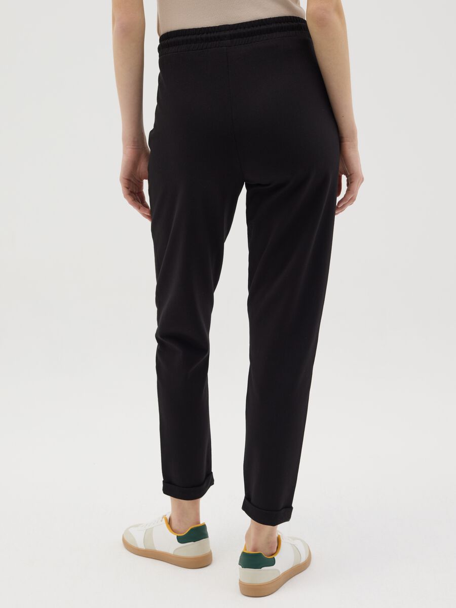 Black French terry joggers with drawstring_2