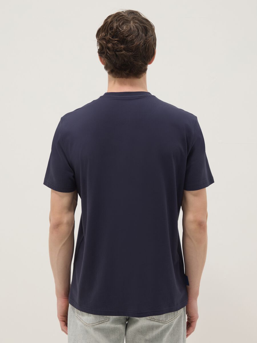 Blue pure cotton regular-fit short-sleeve T-shirt_3