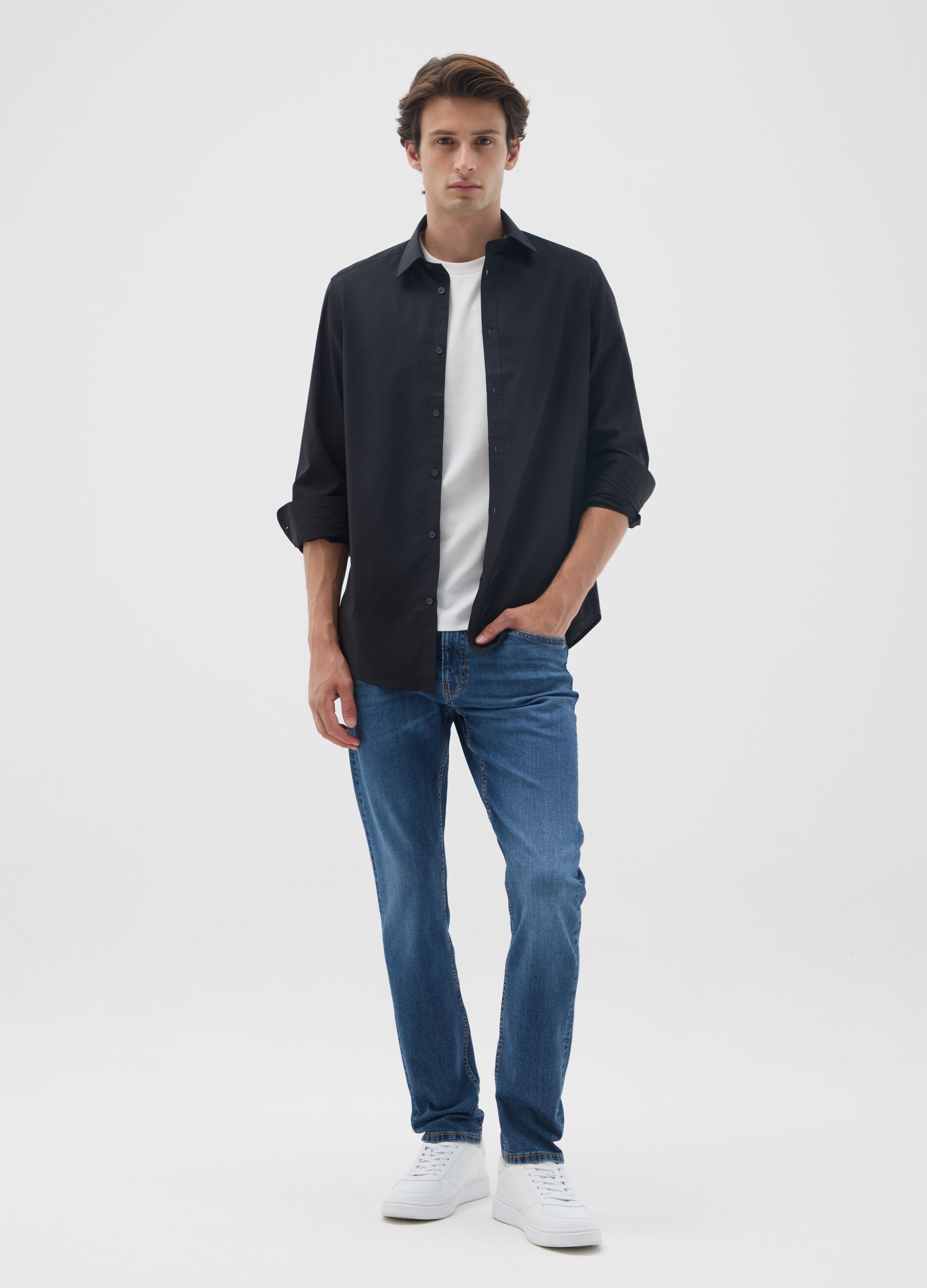 Skinny fit blue denim jeans