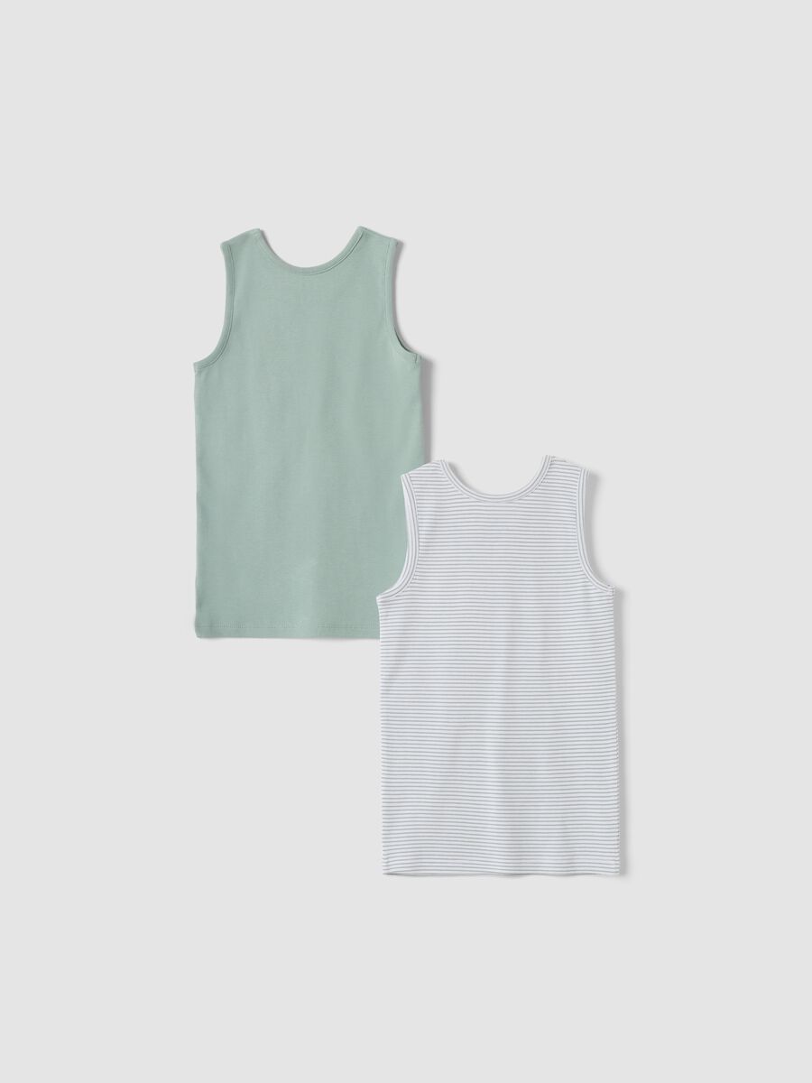 2-pack grey and green striped vests in pure organic cotton_1