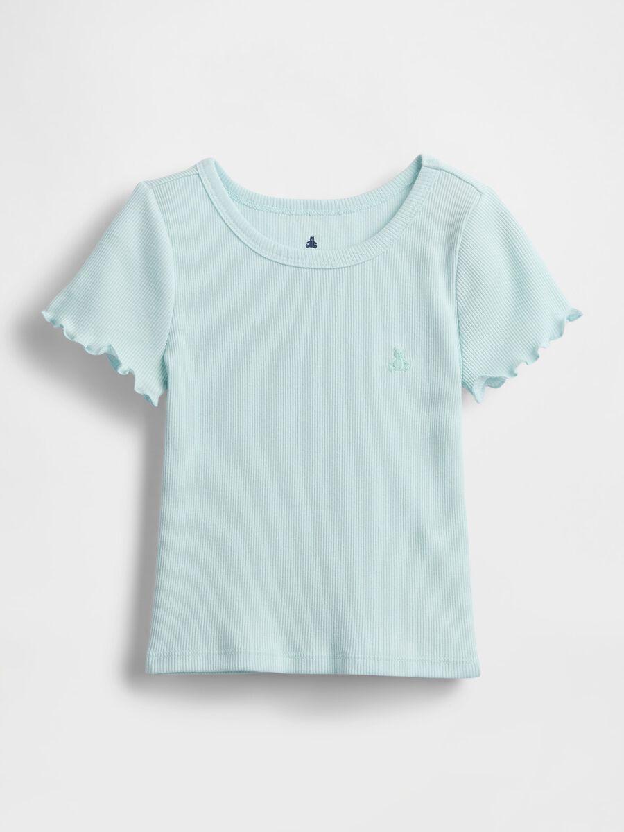 Blue T-shirt with Ruched Sleeves_0
