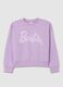 Purple cotton girl's sweatshirt with Barbie rhinestones_0