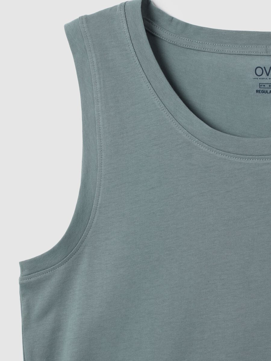 Men's basic green cotton tank top, regular fit_5