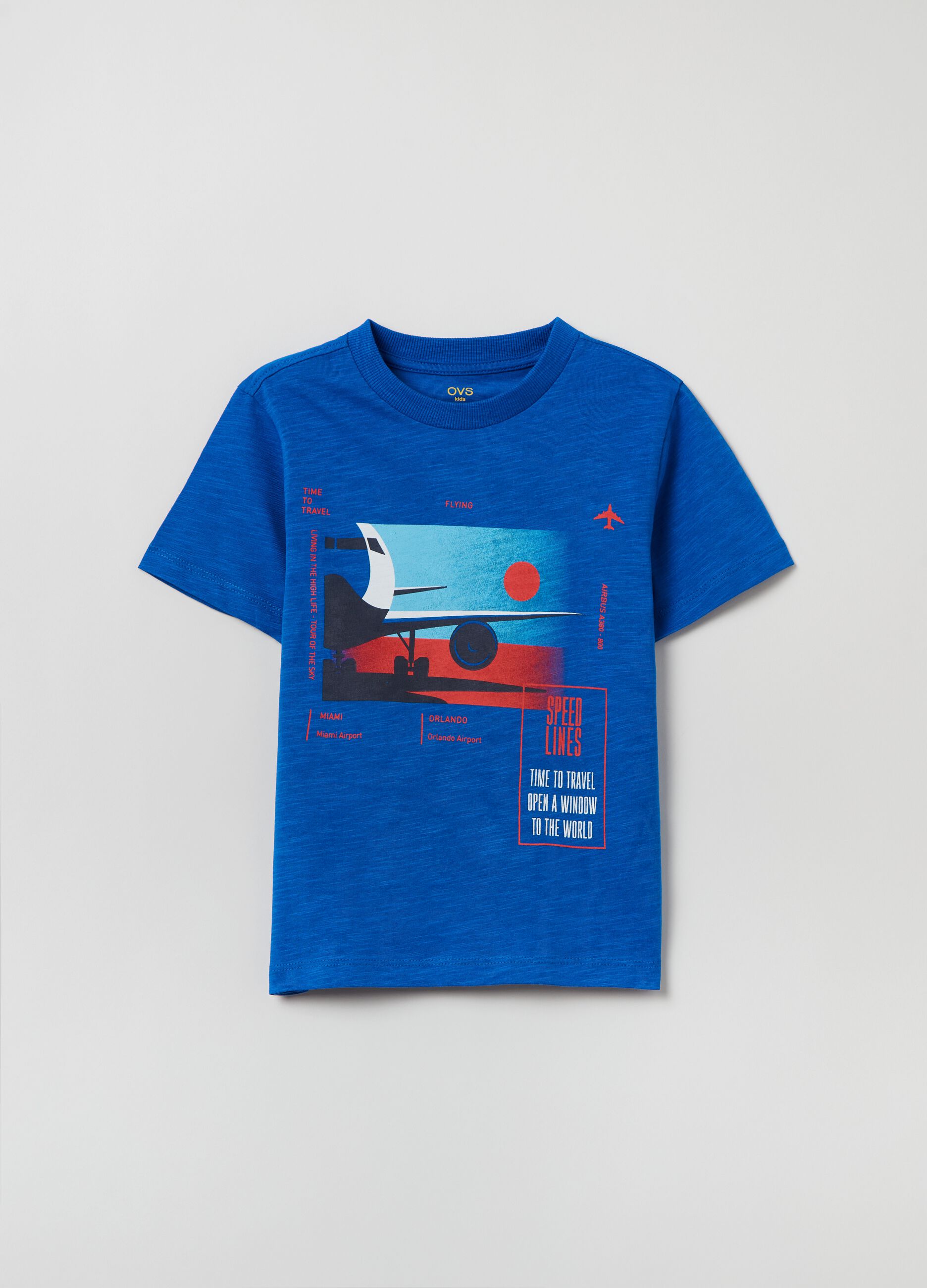 Cotton T-shirt with plane print