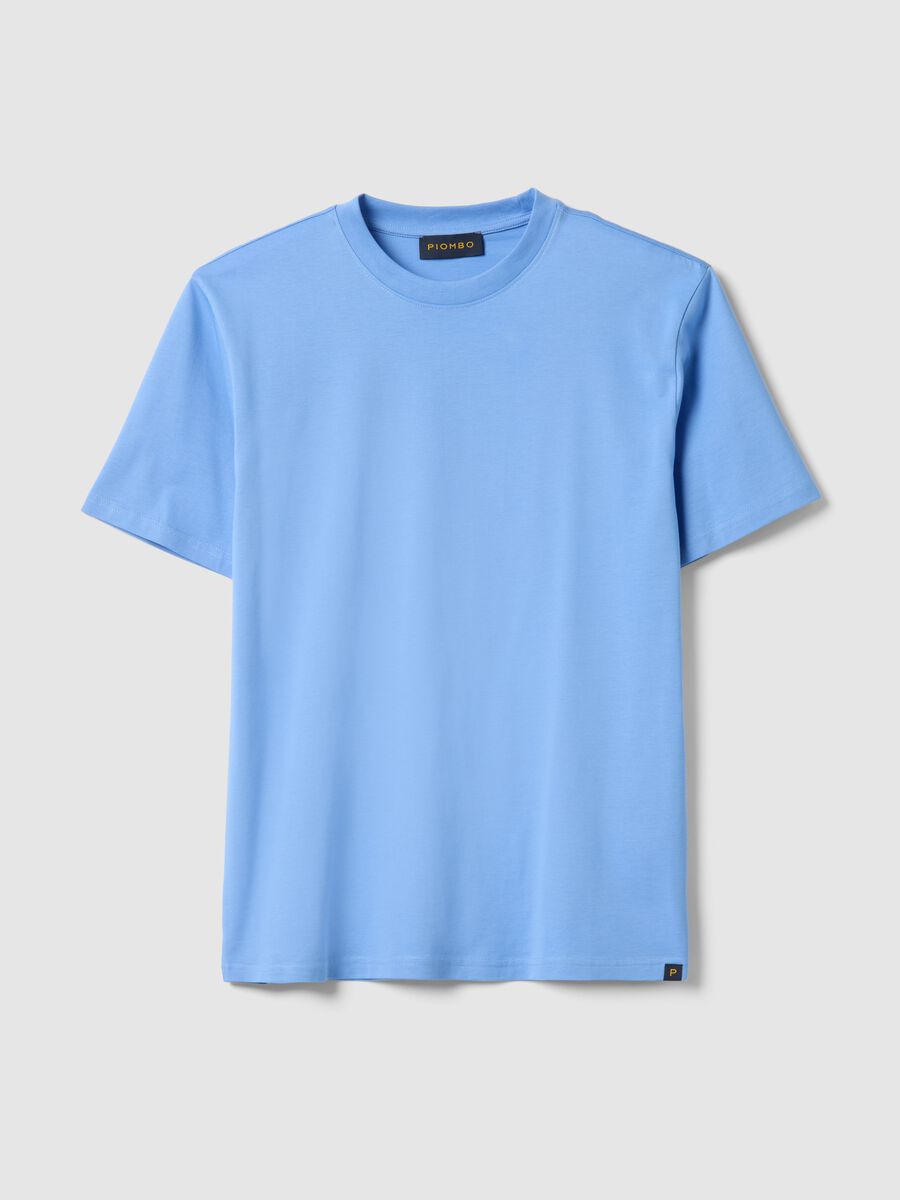 T-shirt girocollo in puro cotone azzurra relaxed fit_4