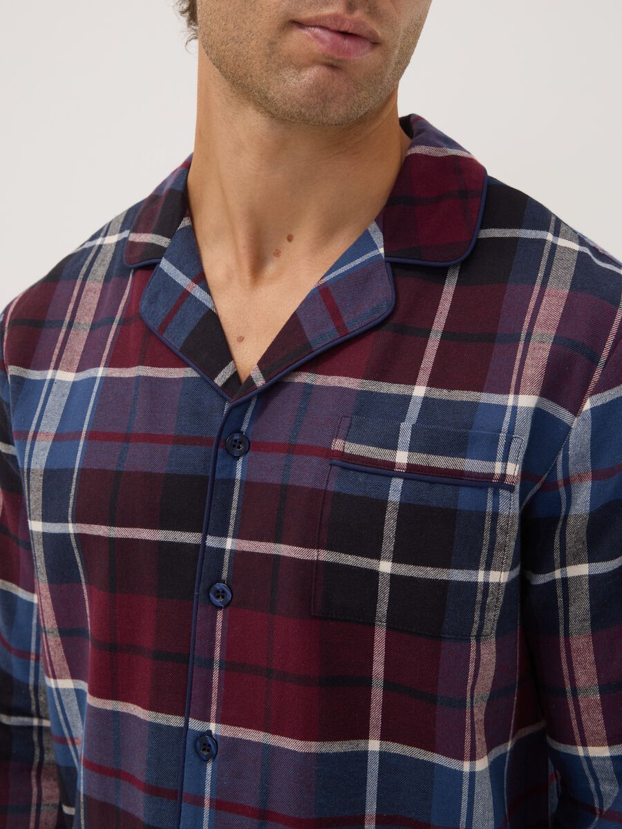 Pigiama rosso e blu in flanella di puro cotone organico regular fit_2