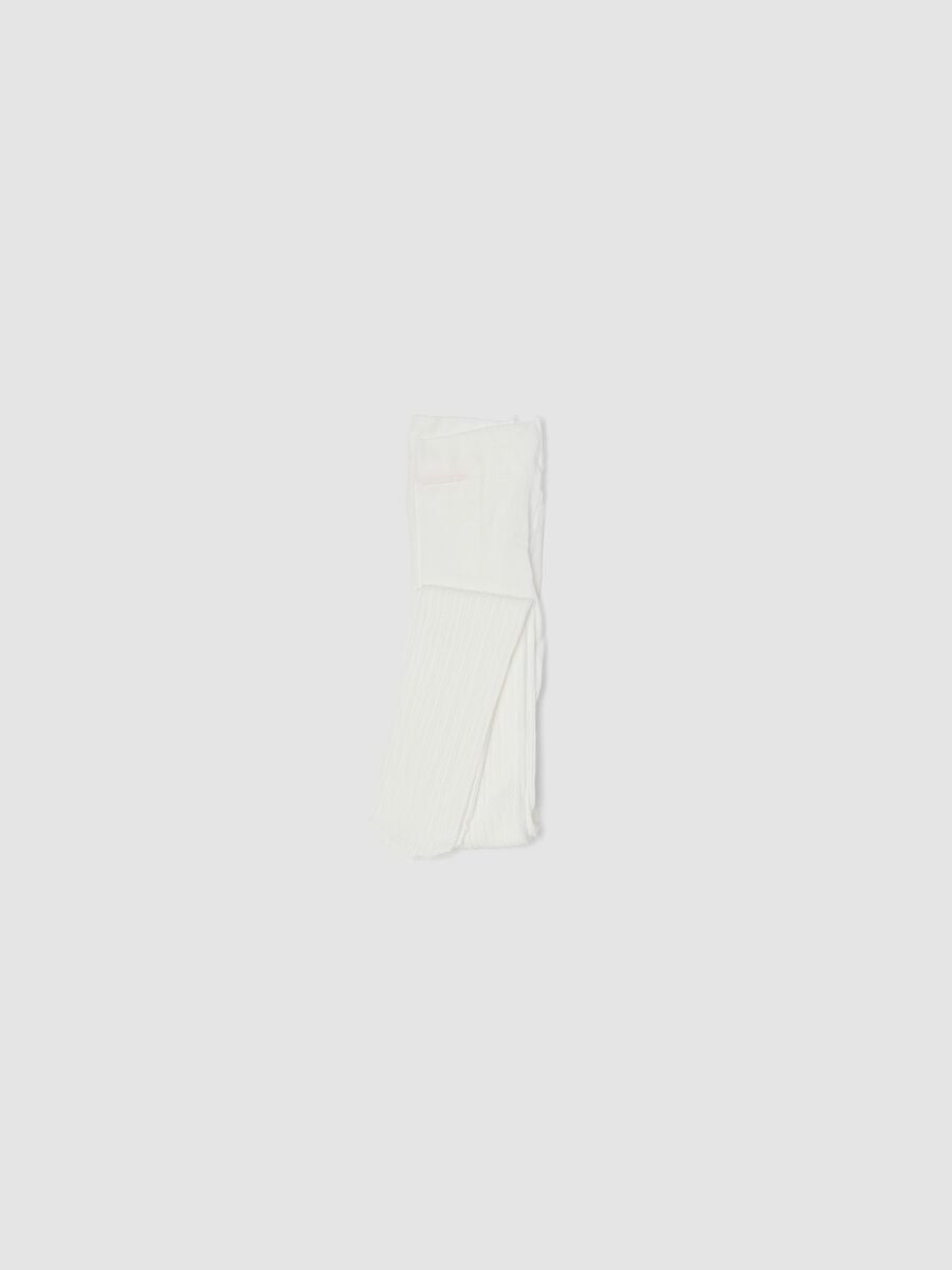 White stretch tights with textured pattern_0