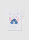 Girl's white stretchy cotton t-shirt with Stitch_0