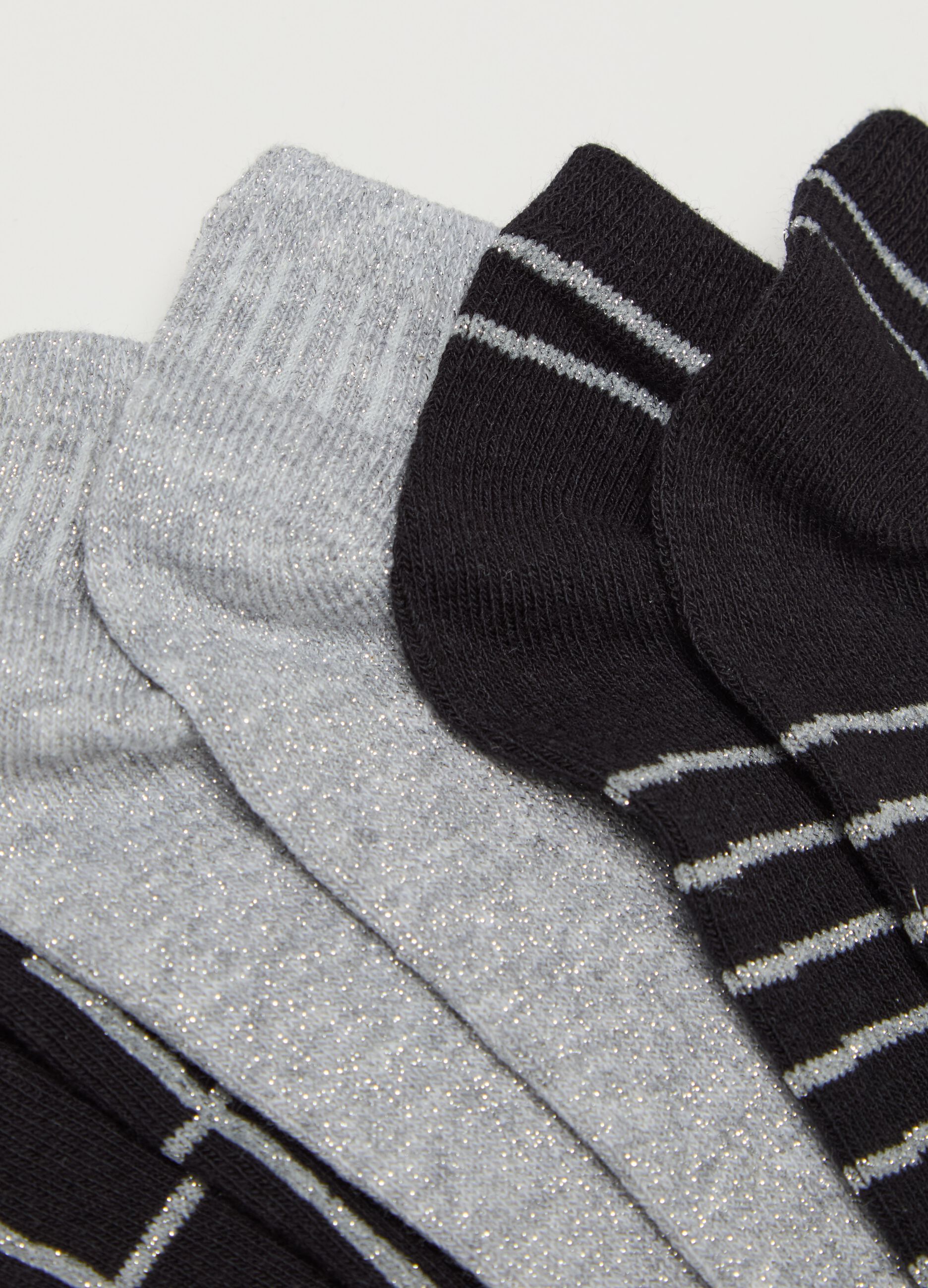 Five-pair pack short socks with lurex