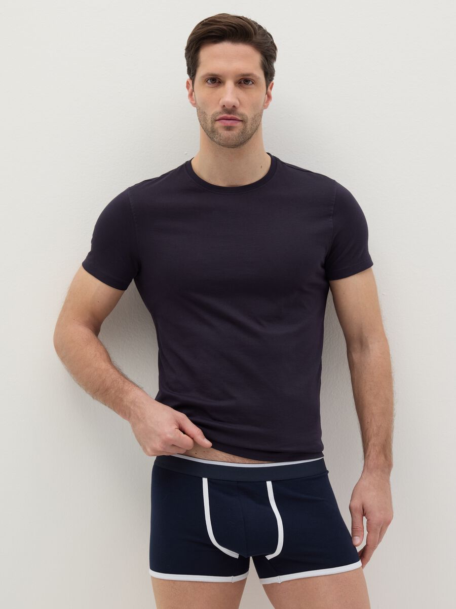 Stretch cotton boxer shorts with contrasting details._0