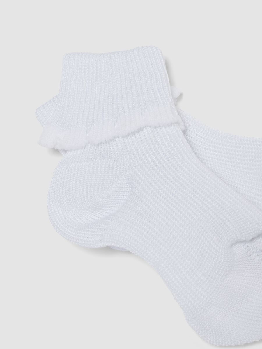 Bipack calzini in misto cotone bianchi da neonato con bordo ricamato_1