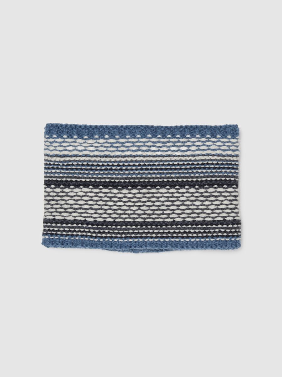 Blue acrylic striped scarf_0
