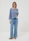 Light blue viscose and linen blend V-neck jumper_1