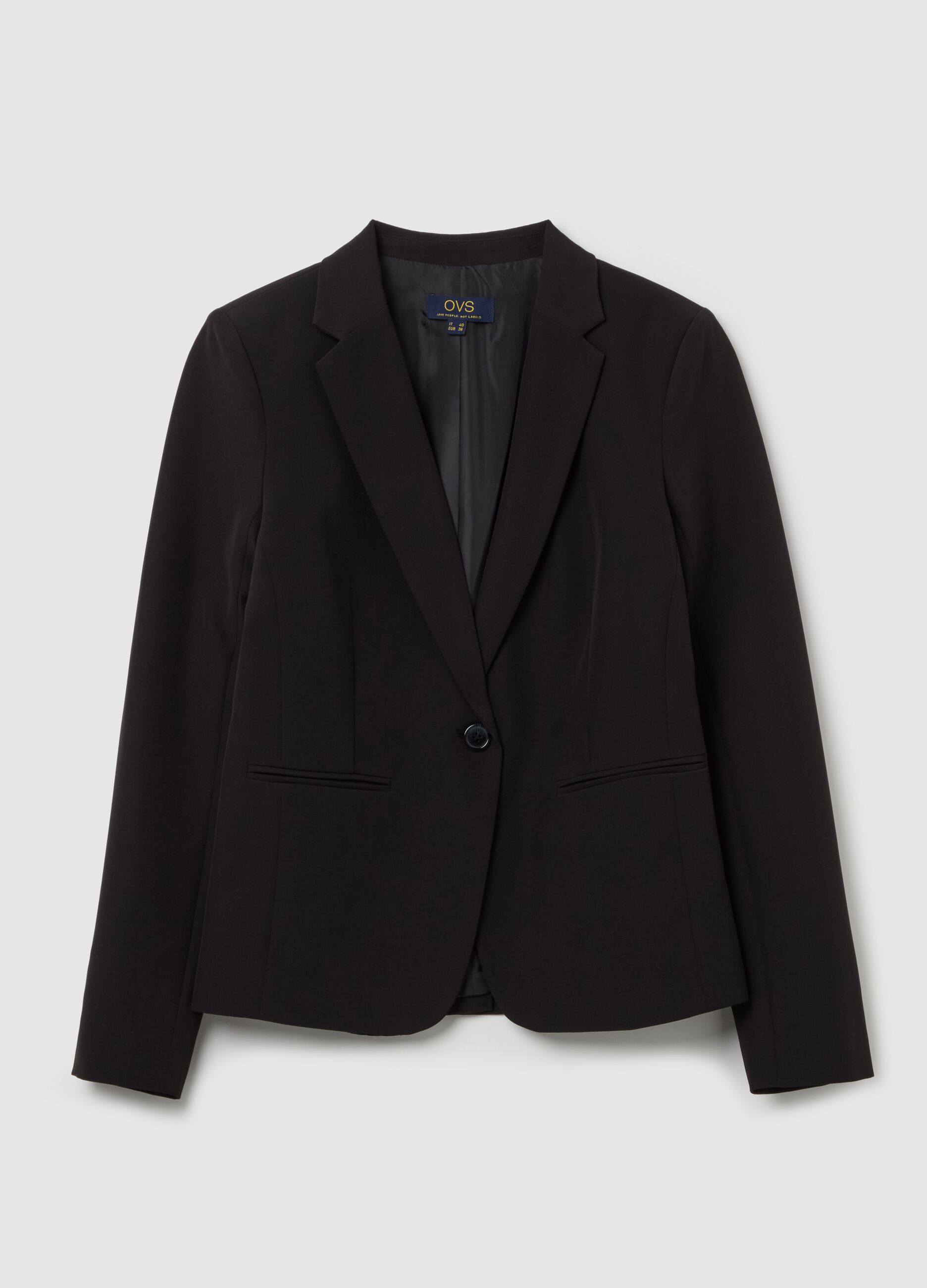 Curvy solid colour single-breasted blazer