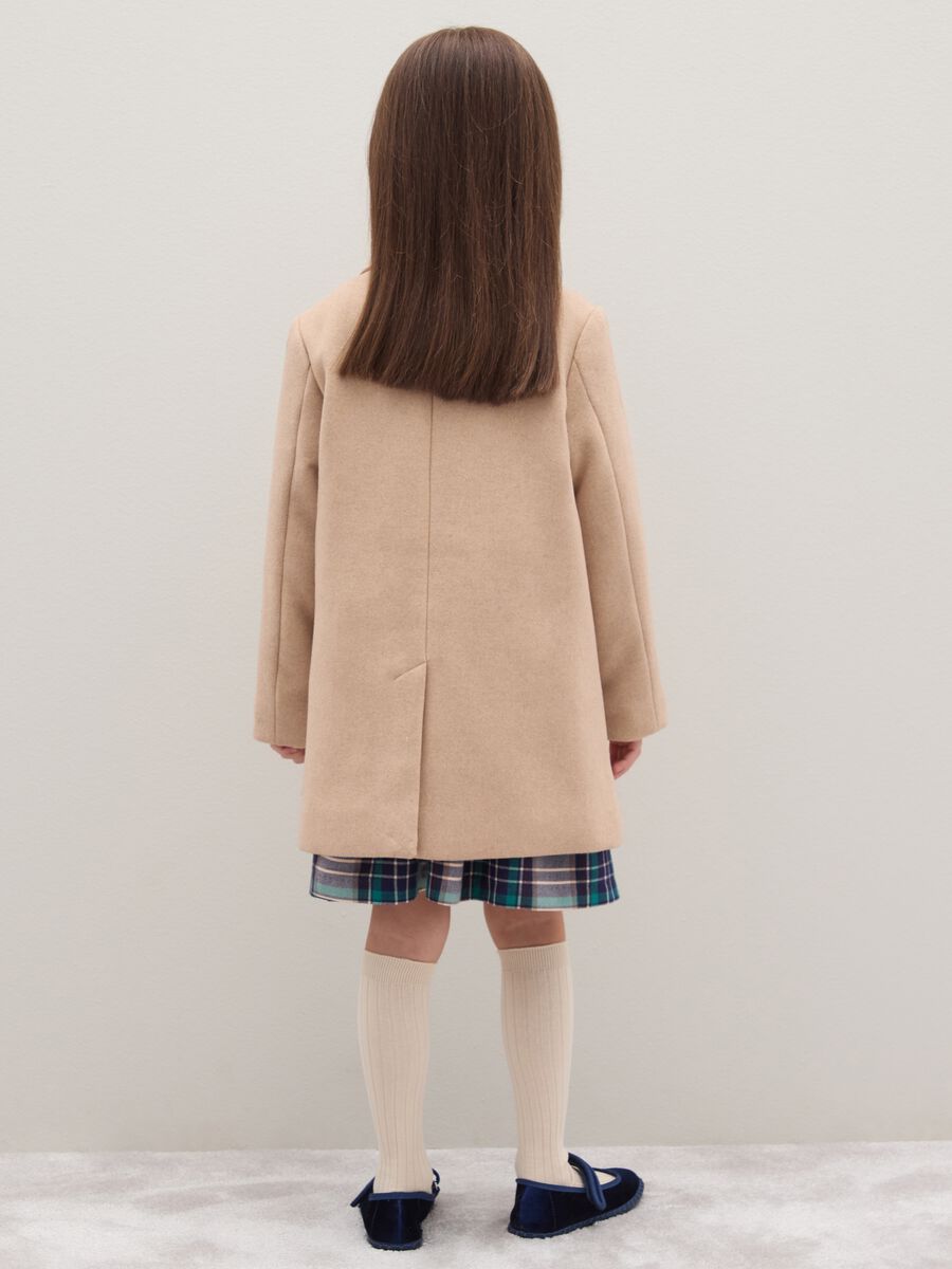 Girls' beige regular fit coat with buttons_1