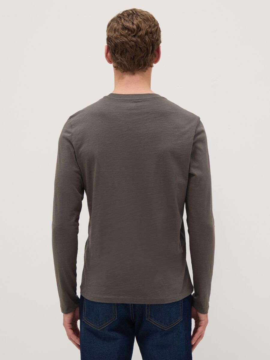 Grey long-sleeve pure cotton regular fit T-shirt_2