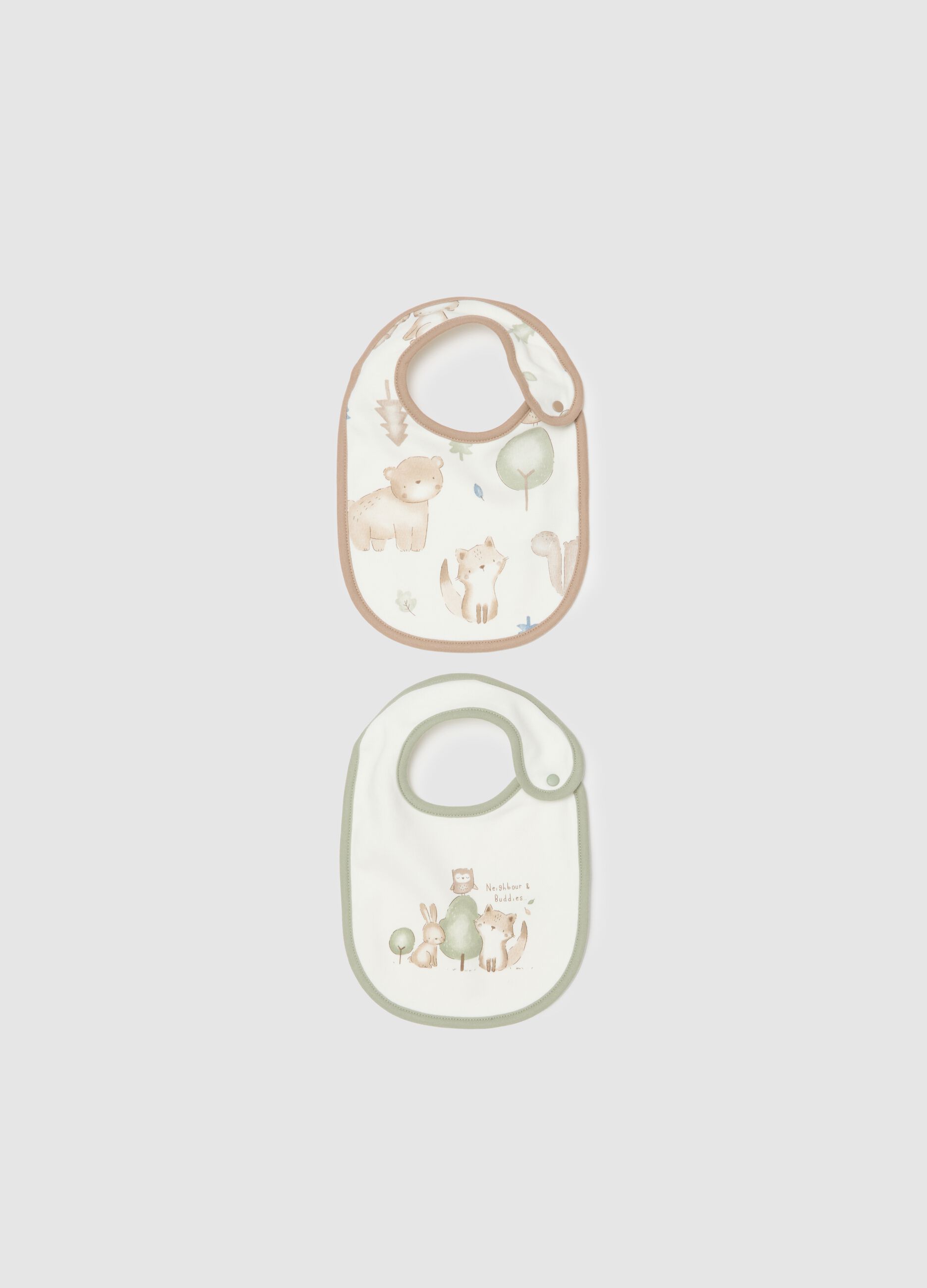 Twin Pack Infant Bibs in Pure Multicolour Cotton