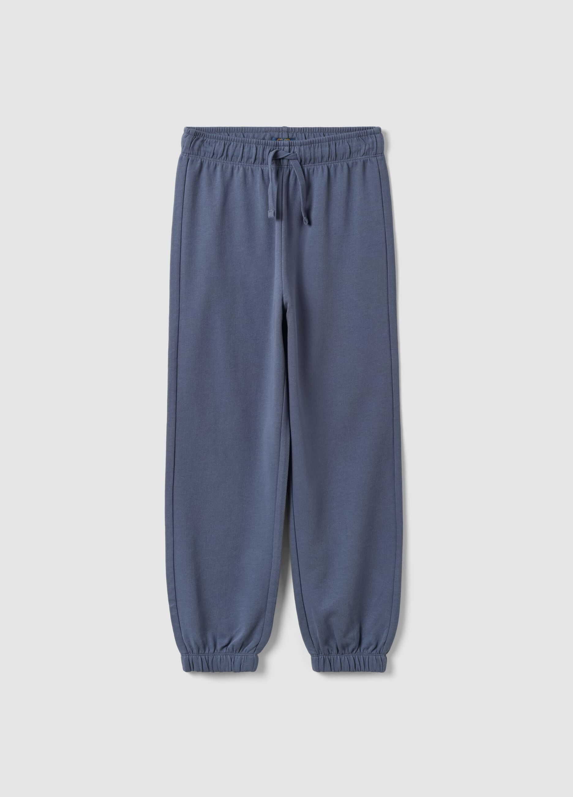Grey organic cotton jogger trousers for boys, relaxed fit