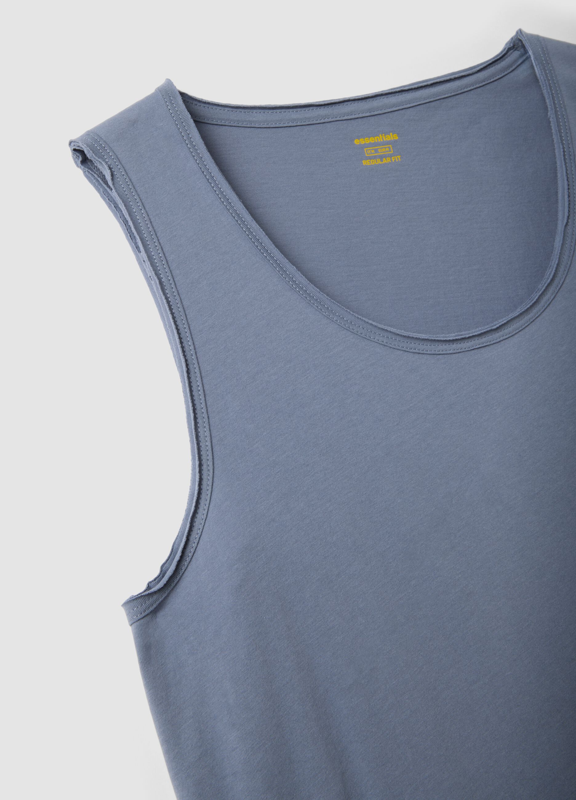 Blue pure cotton vest top