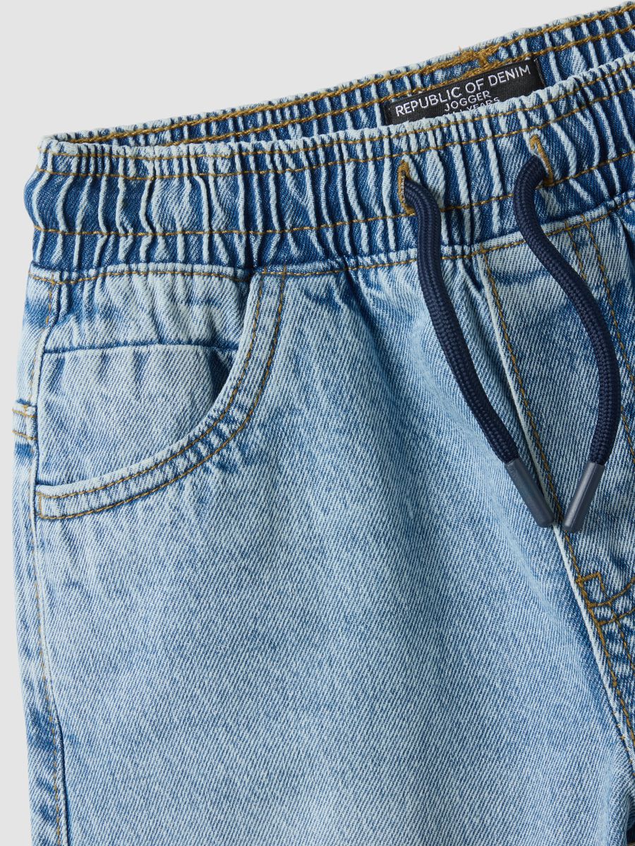 Shorts denim blu in puro cotone da bambino regular fit_3