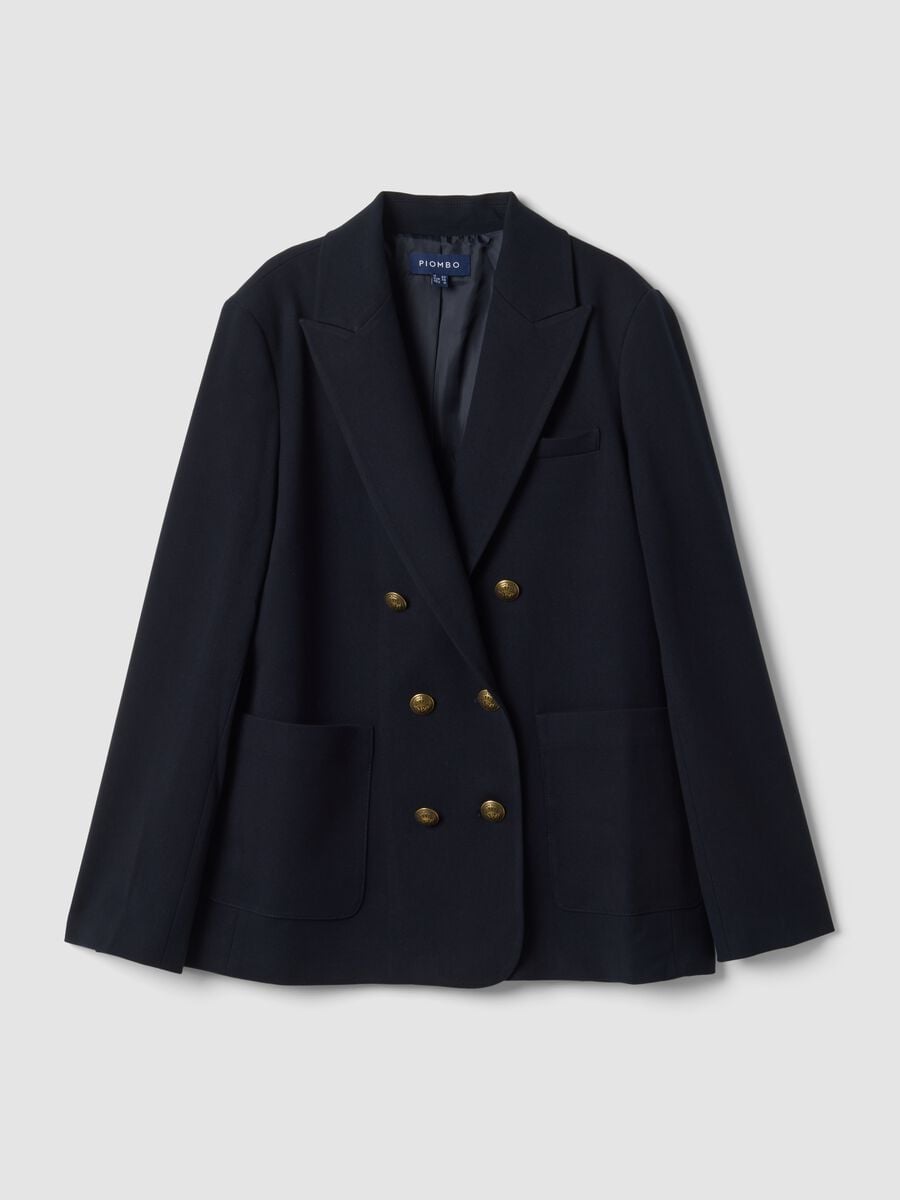 Blazer doppiopetto blu in viscosa elasticizzata regular fit_4