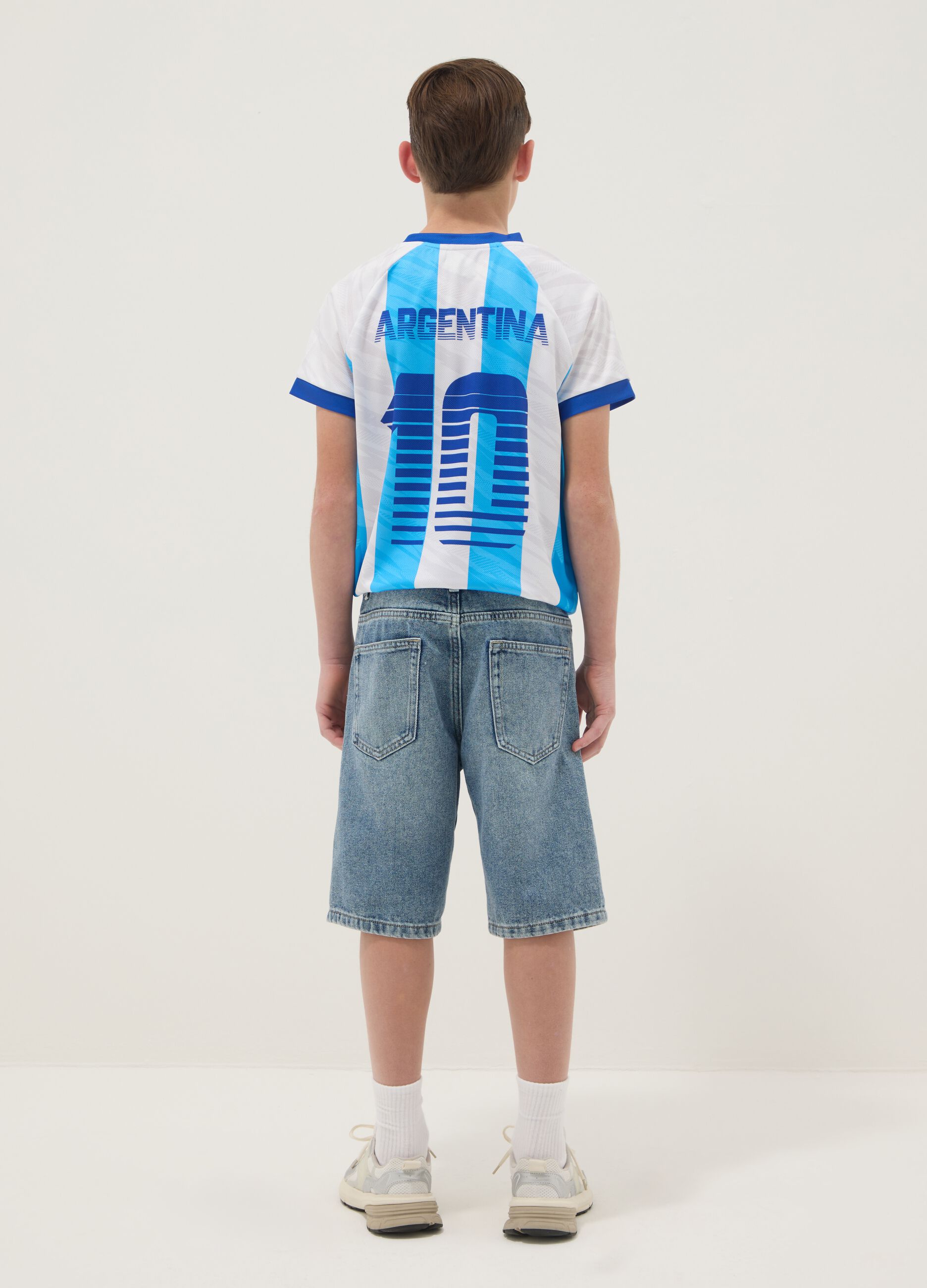 Blue denim cotton-blend boys&rsquo; shorts, regular fit
