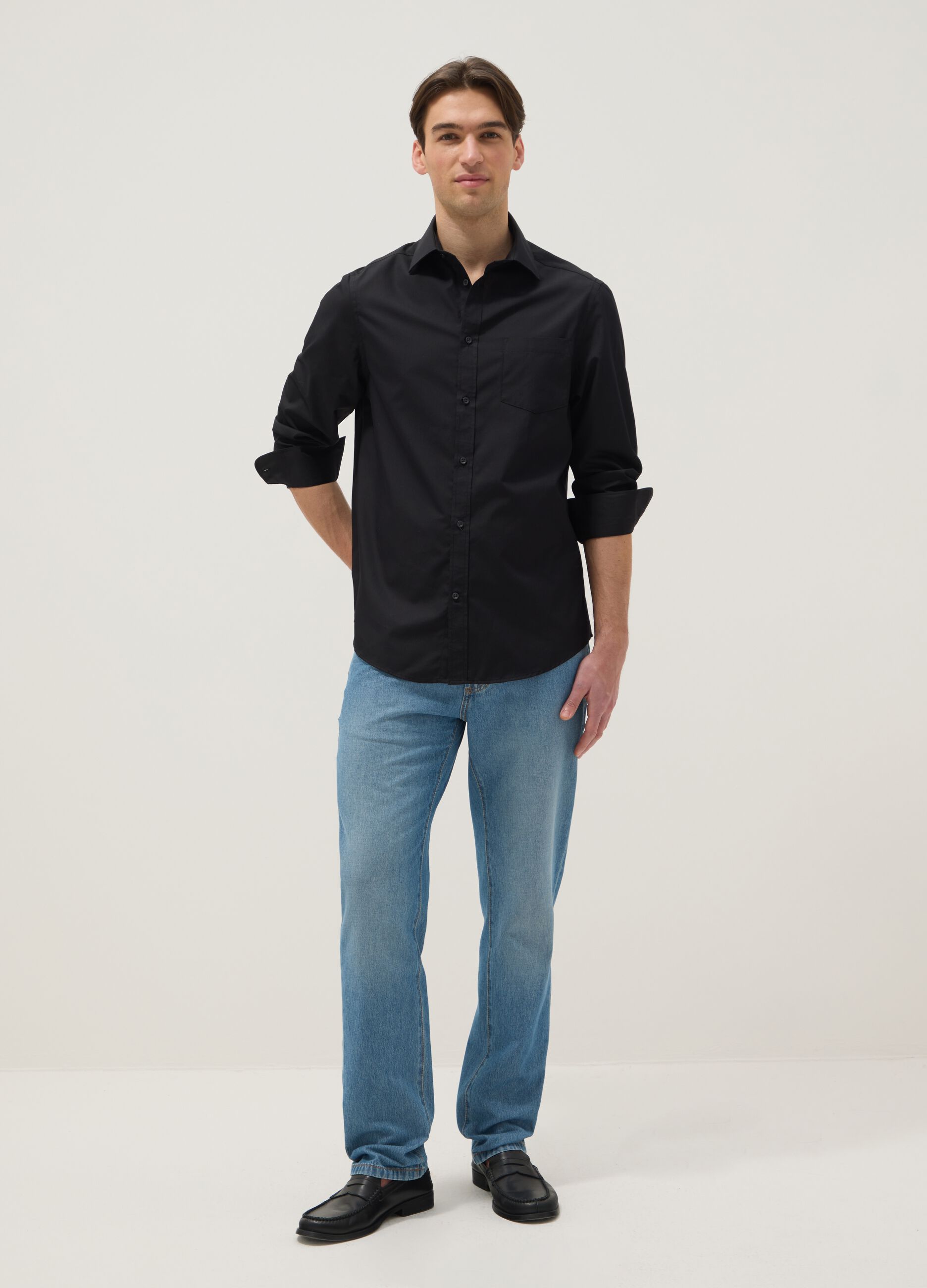 Regular fit blue denim pure cotton jeans