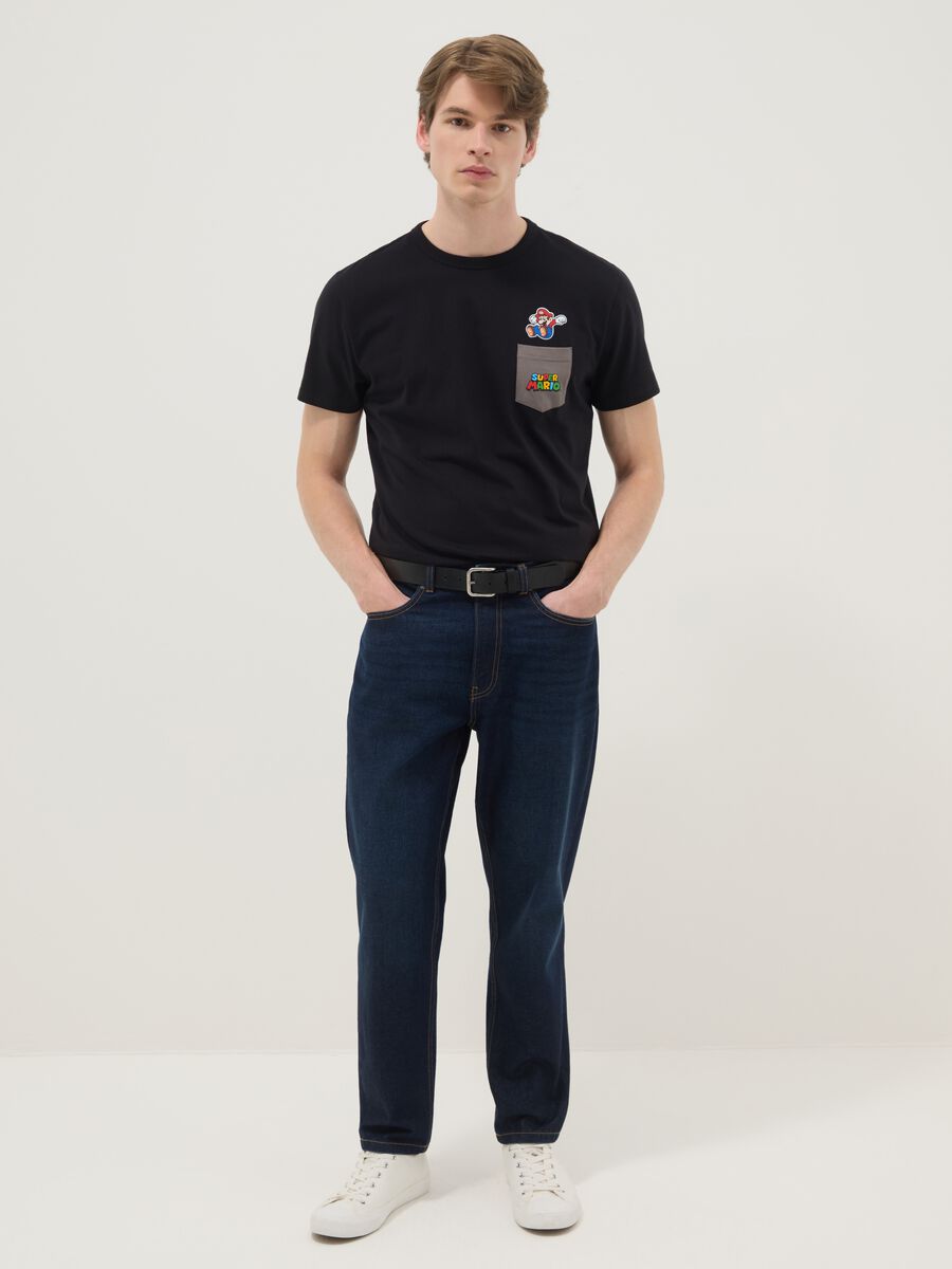 T-shirt in puro cotone nero regular fit con stampa Super Mario_2