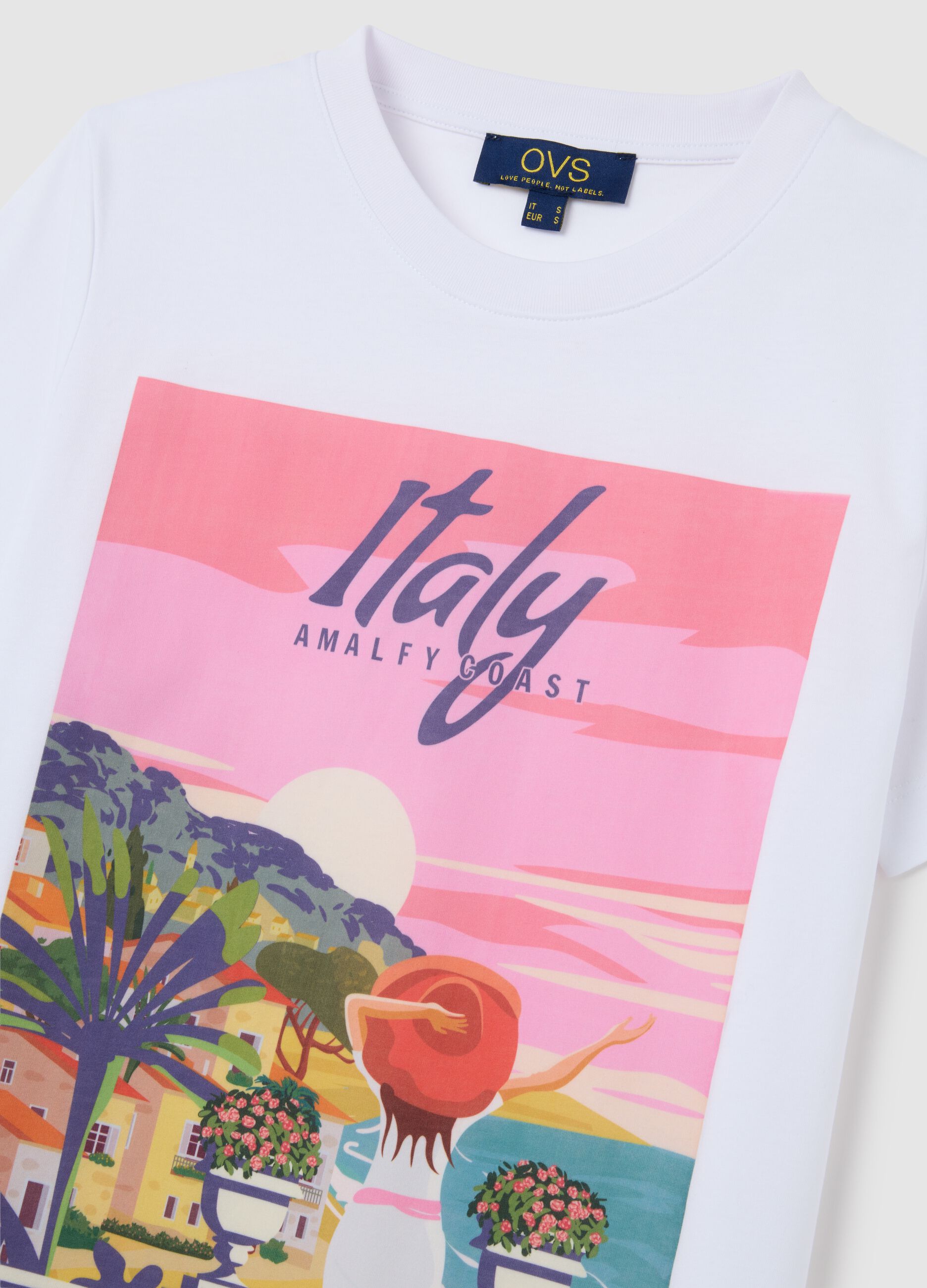Women's white pure cotton t-shirt regular fit