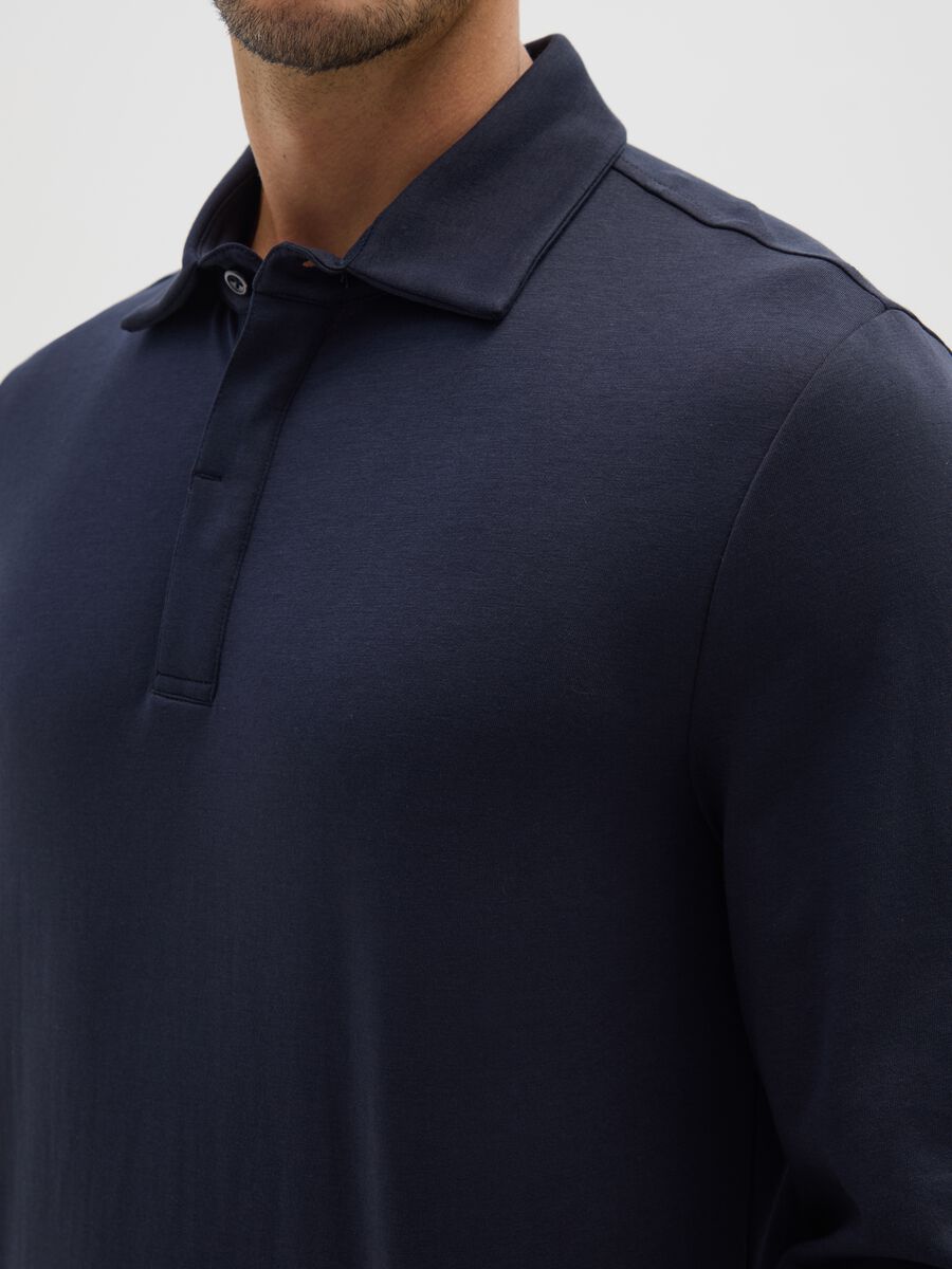 Polo in misto cotone blu regular fit_3