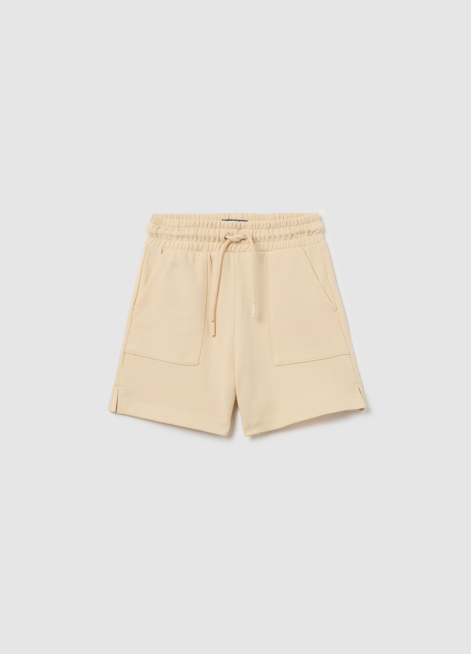 Bermuda shorts in French terry with drawstring