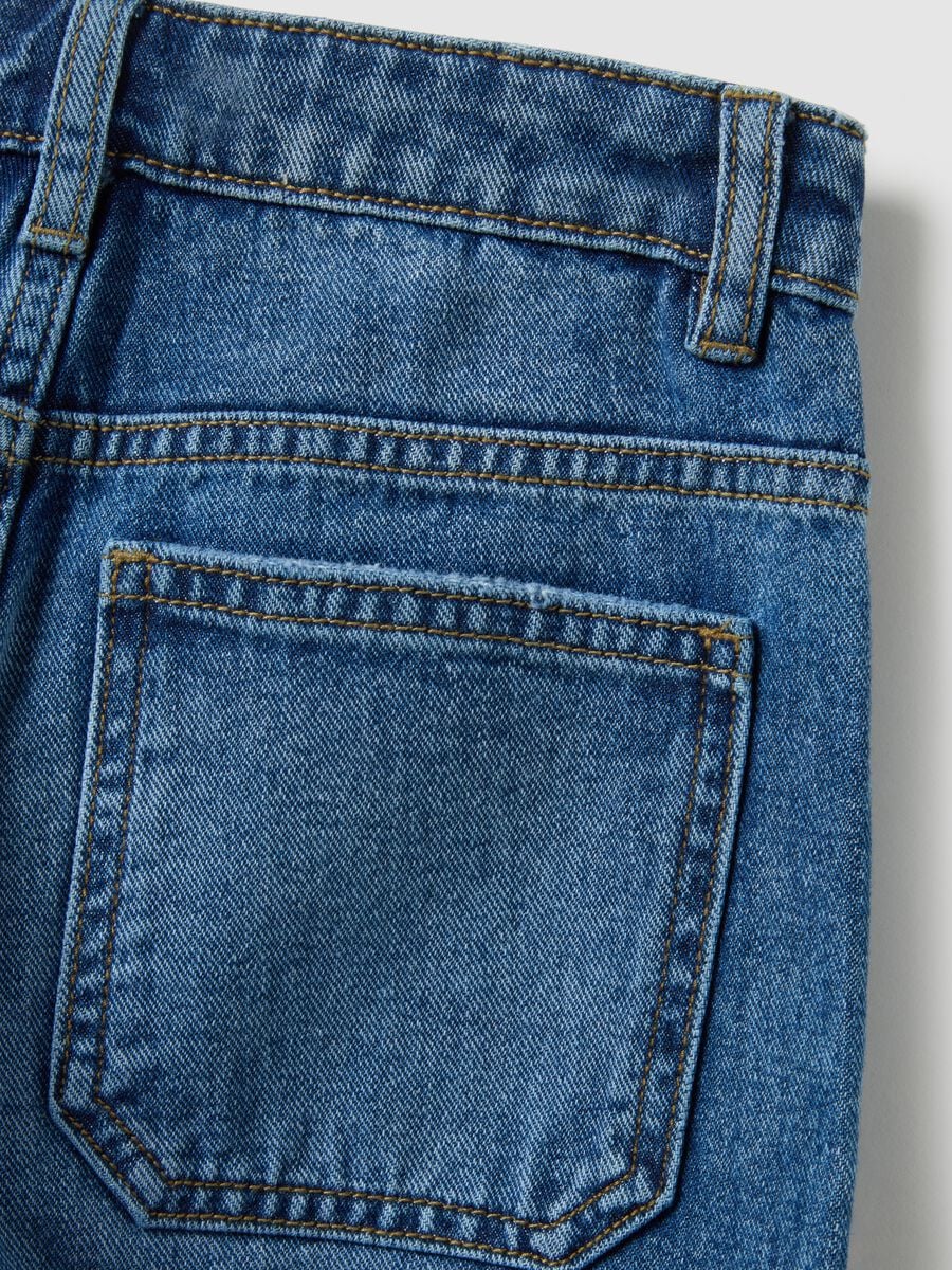Jeans in puro cotone blu a gamba larga per bambino_3