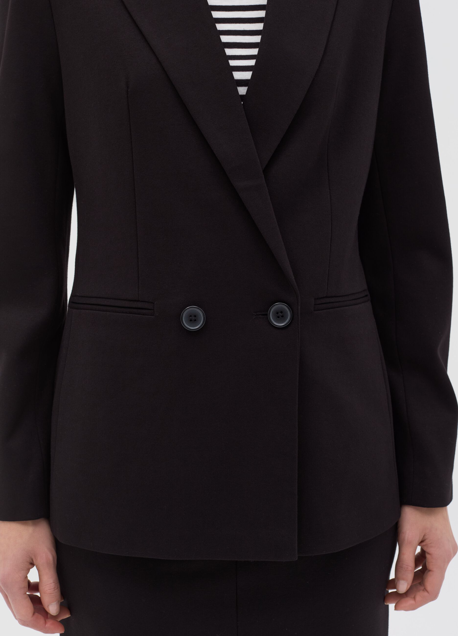Double-breasted stretch blazer