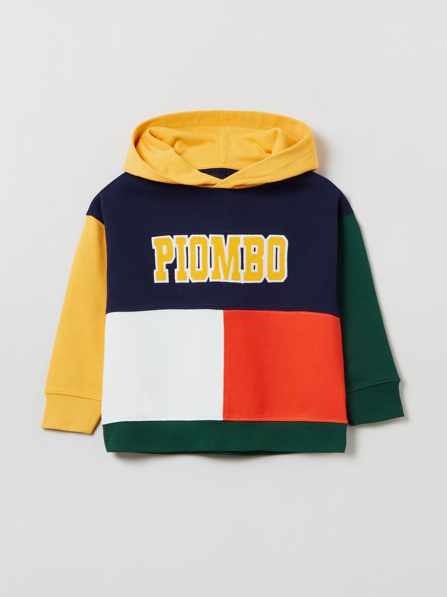 Felpa in cotone color block con cappuccio_3