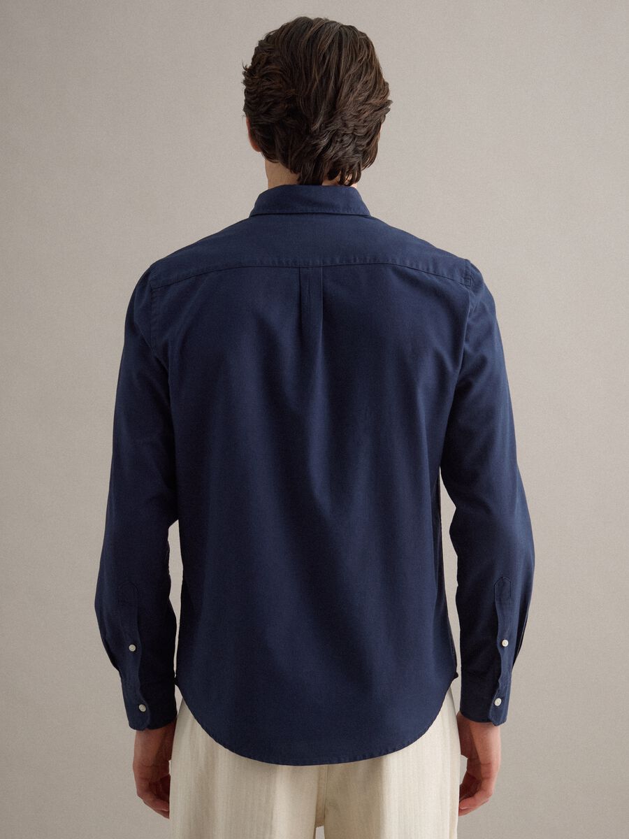 Long-sleeved blue shirt in pure cotton_2