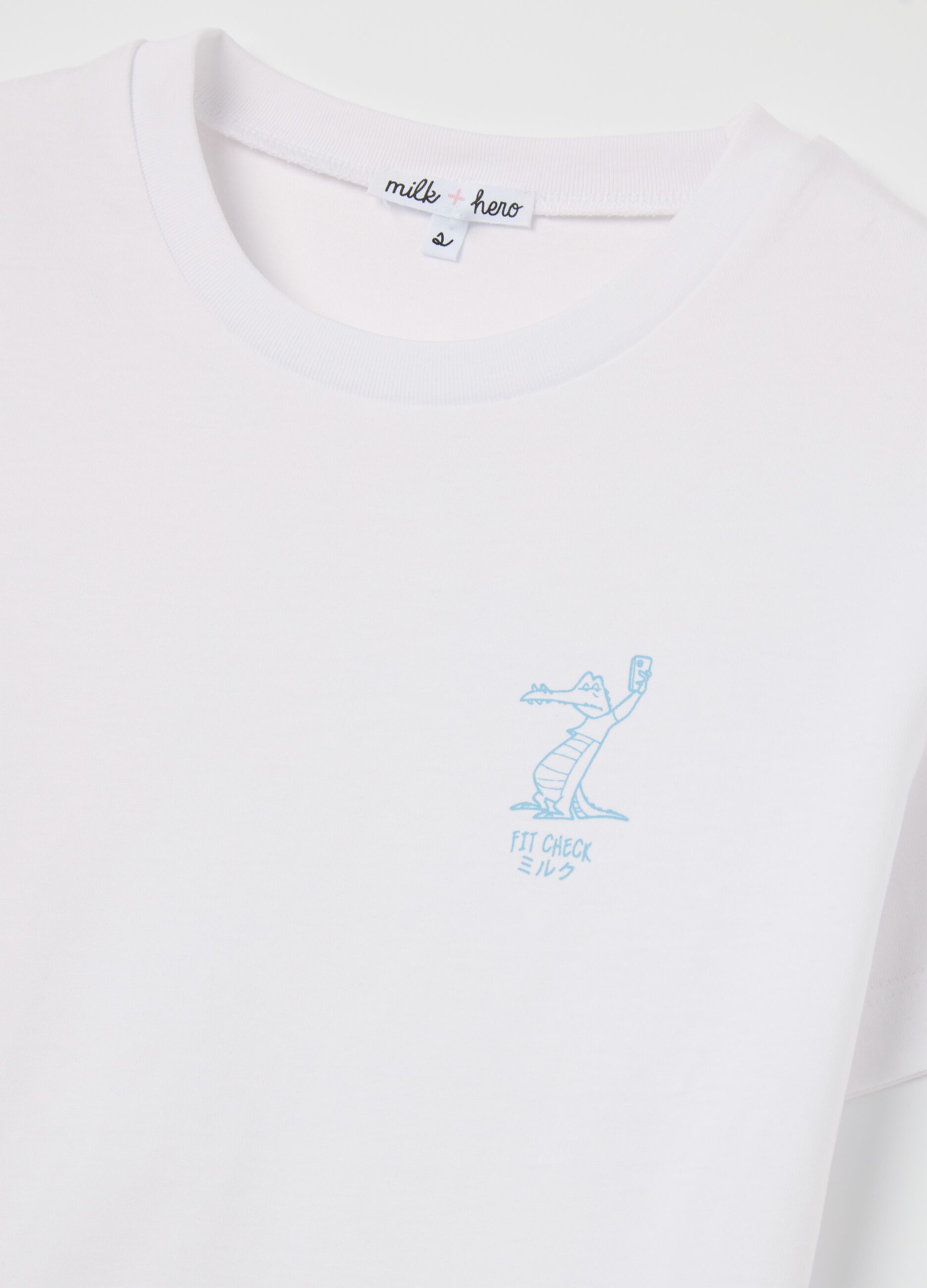 White boxy-fit T-shirt in cotton