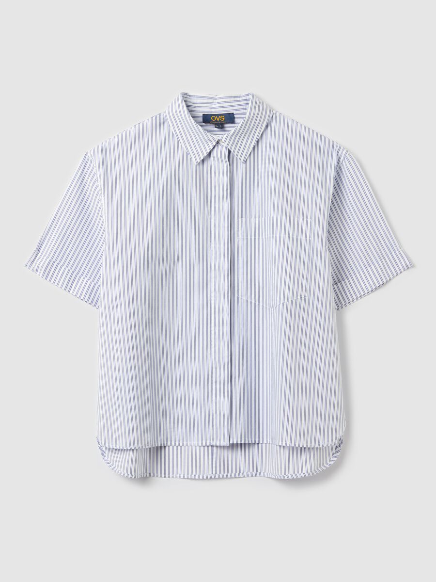 Short-sleeved shirt with striped pattern_4