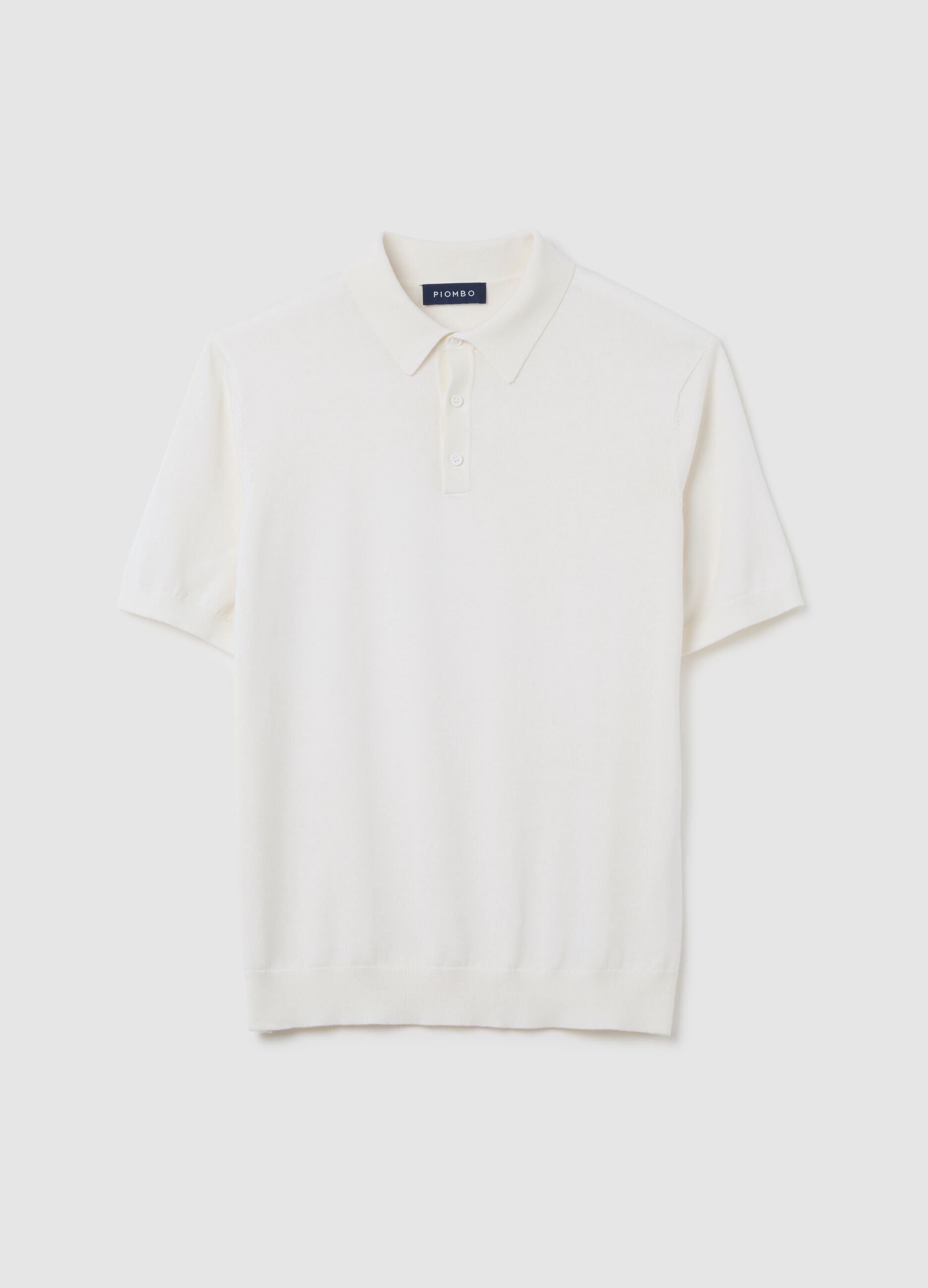 White polo shirt in cotton, silk, and linen