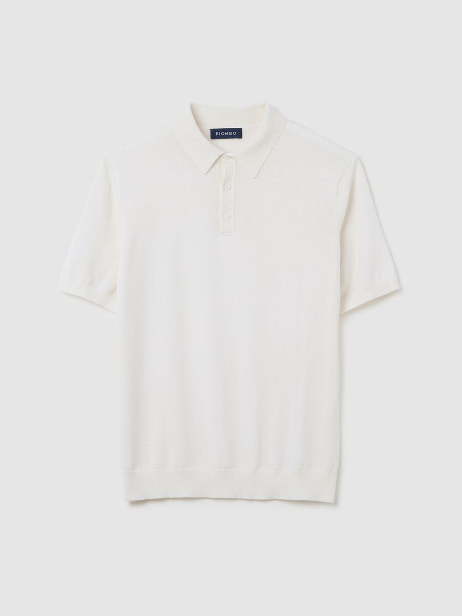 White polo shirt in cotton, silk, and linen_4